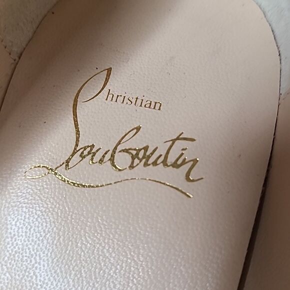 Christian Louboutin Spiked Heels in Silver and Cream - Picture 6 of 16